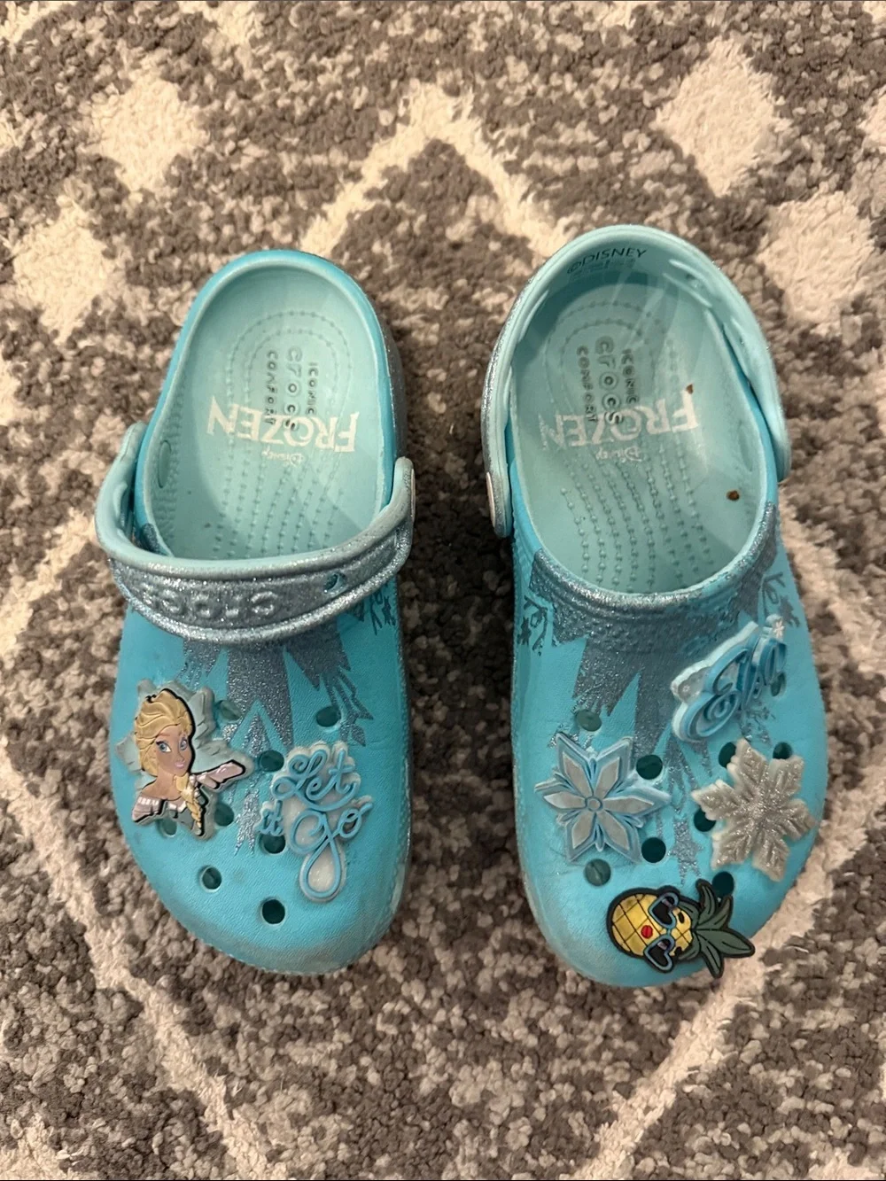 CROCS Kids' Light Blue Frozen Slip-On Clogs with Charm Accents